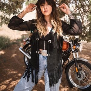 Genuine Suede Fringe Vintage Vest